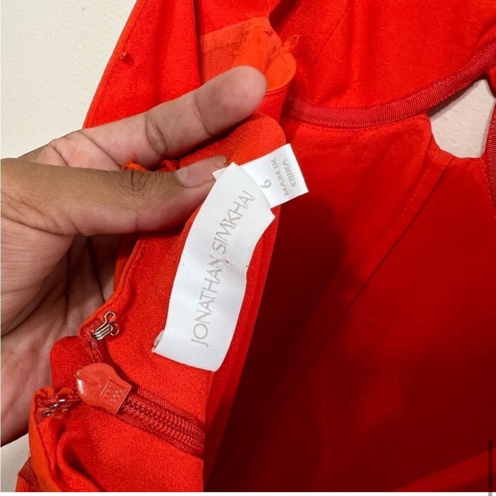 Jonathan Simkhai Scarlet Orange Katie Textured Slip Dress 6 Women - Picture 8 of 11